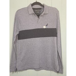 Nautica Mens Long Sleeve‎ Polo Shirt Blue Size Small